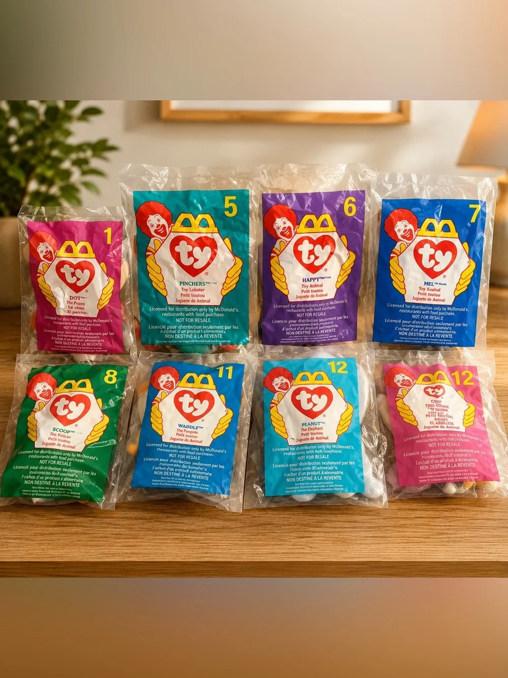 Vintage 1990s McDonald's Teenie Beanie Babies Sealed Set of 8